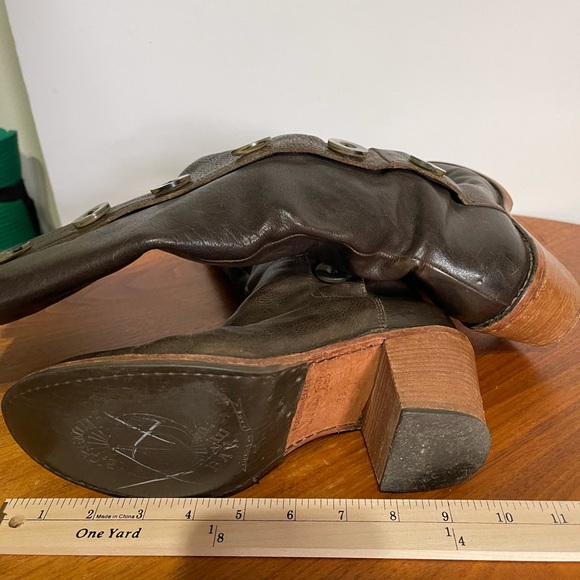 Fiorentini + Baker Brown Button Up Boots Heeled Moto Italy 37 - Picture 9 of 15